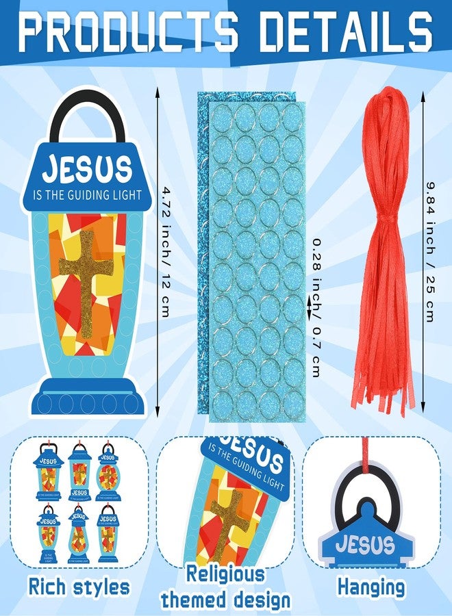 MiniInflat 24 Sets Christian Crafts Jesus Lights The Way Sunday School Crafts Preschool Religious DIY Glitter Mosaic Oil Lamp Cross Kit Hanging Bible Jesus Felt Ornament for VBS Classroom Church Activity - Image 2